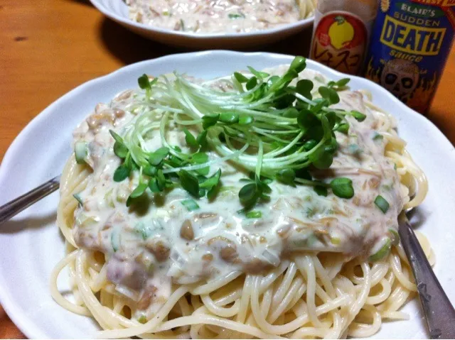 ツナとなめ茸のマヨソースがけスパゲッティ|あられさん