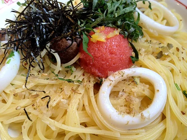 京水菜とたらこのパスタ|いちごさん