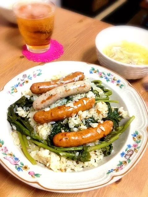 ソーセージと菜の花の炊き込みまかないご飯|☆あいあい☆さん