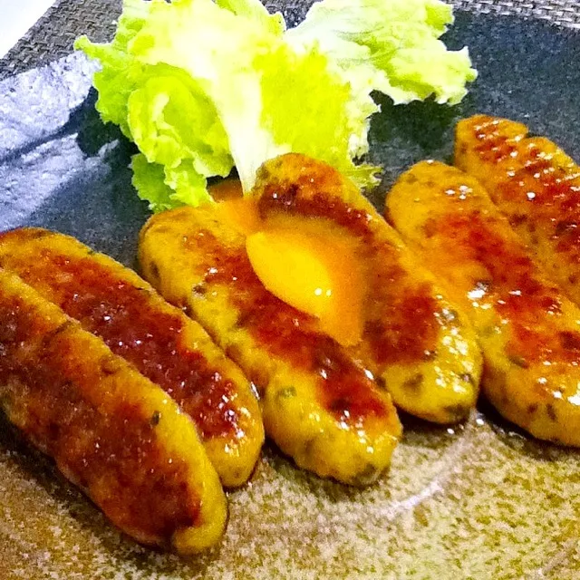 豆腐つくねの照焼き黄身添え|キャサリンさん