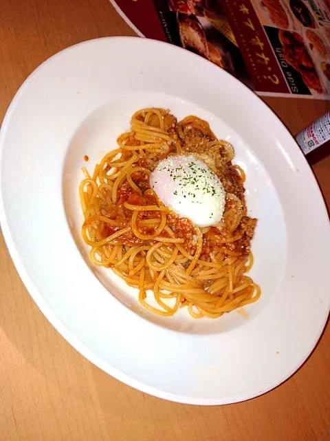 Snapdishの料理写真:温たまミートソーススパゲティ|齊藤良史さん