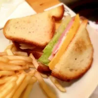 Snapdishの料理写真:ハムレタスチーズのサンドイッチ|saoさん