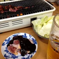 Snapdishの料理写真:味噌ダレ鳥焼肉(￣Д￣)ﾉ|keizo otoizumiさん