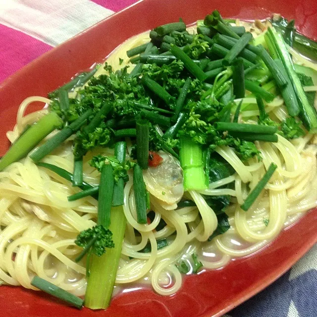 浅利と緑野菜のパスタ|椿です♡さん