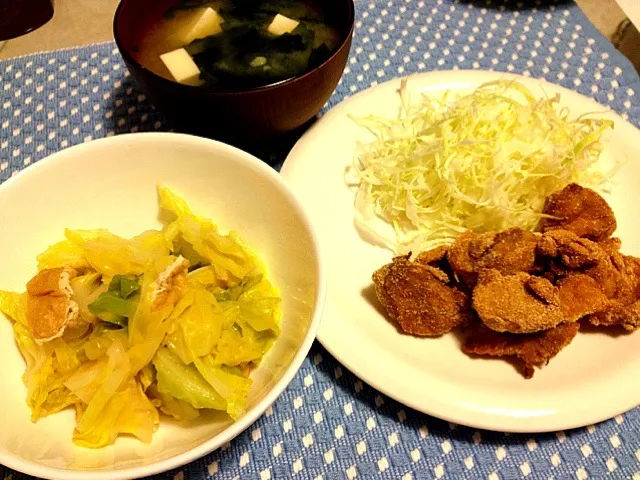 春キャベツの煮物＆ヘルシー唐揚げ|くんさん