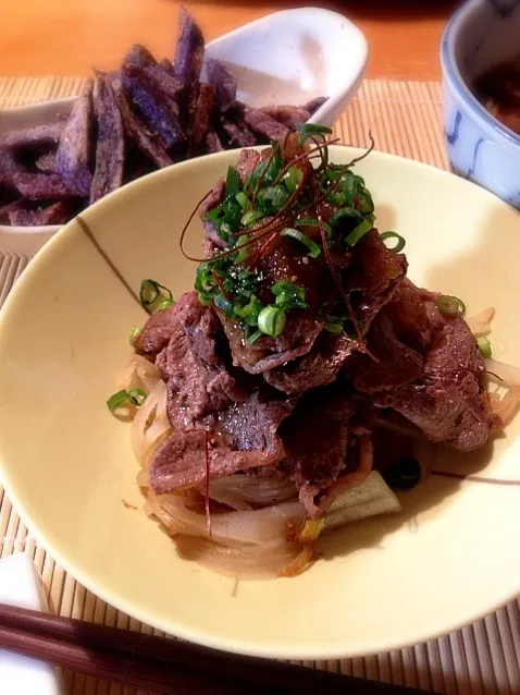 Snapdishの料理写真:ラム肉のおろしポン酢和え♪|まんどしゃさん