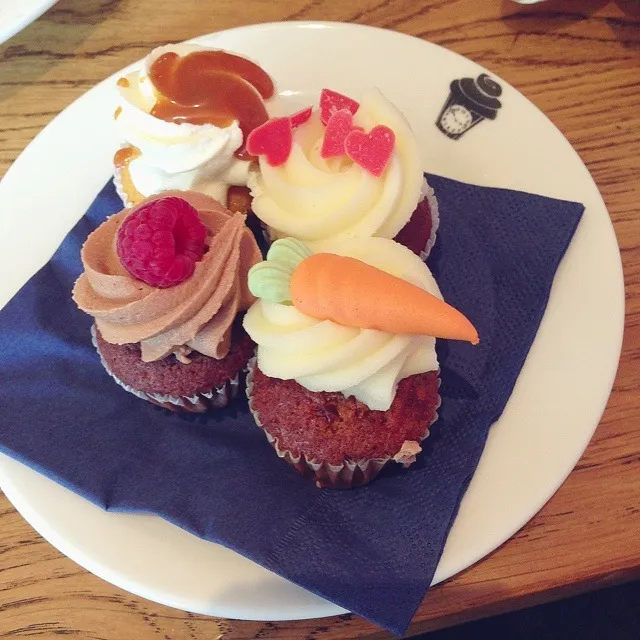 Mini cupcakes; Red velvet, raspberry chocolate, carrot and salted caramel|Rianneさん