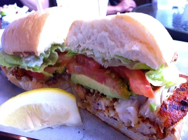 Snapdishの料理写真:Blackened Swordfish Sandwich @ Blue Water Seafood Market and Grill|Angelaさん