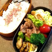 ボイル帆立と豚肉炒め弁当|はなももさん