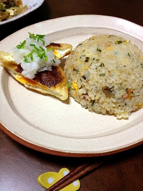 ポン酢焼き飯と油揚げの卵詰め|ながのかおりさん