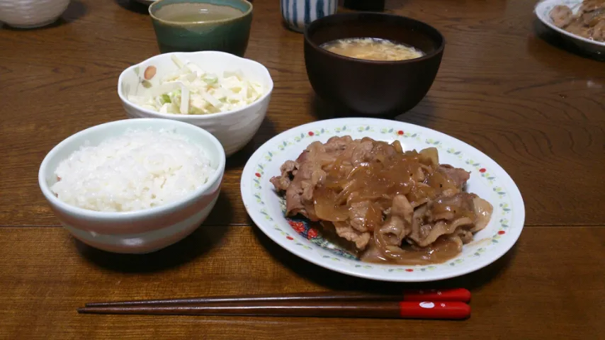 豚の生姜焼き＆大根とホタテのサラダ＆かき玉スープ|えっちゃんさん