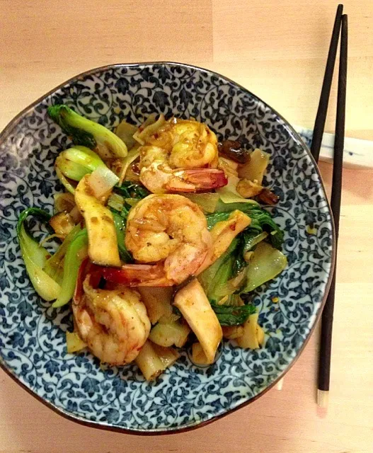 Wide Noodles Pak Choi, King Oyster, and Shrimp|Leo D.さん