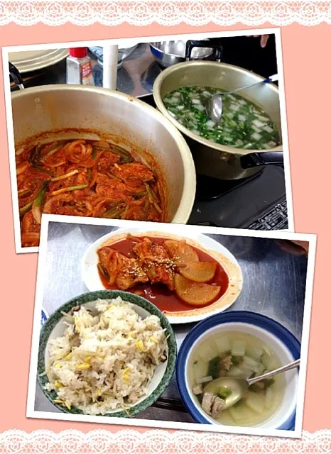 韓国料理 サバの煮付け、もやしご飯、大根スープ|nakamuraさん