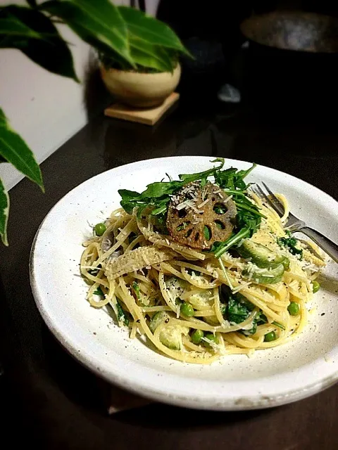 Snapdishの料理写真:Pasta with yuzu cream,vegetable and arugula|rick chanさん