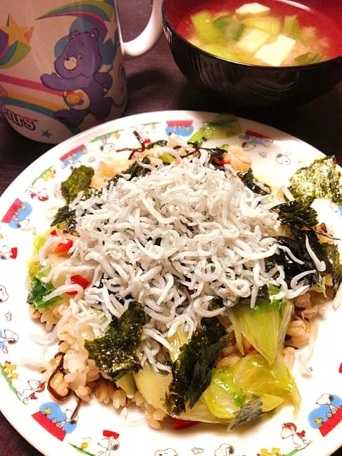 ロータスの塩昆布チャーハン、青梗菜と豆腐の味噌汁|IGGYさん