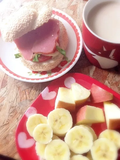 Snapdishの料理写真:🍎モーニングプレート🐷|さとう かおりさん