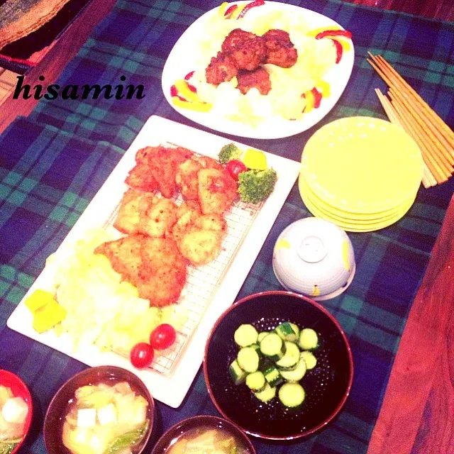 豚コマ肉の豚唐揚げ＆チキンカツ♡肉食兄弟に捧ぐ♫|hisaminさん