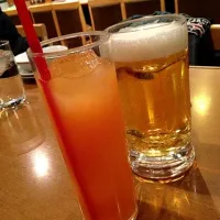 Snapdishの料理写真:ピンクグレープフルーツ＆ビール❤|りささん