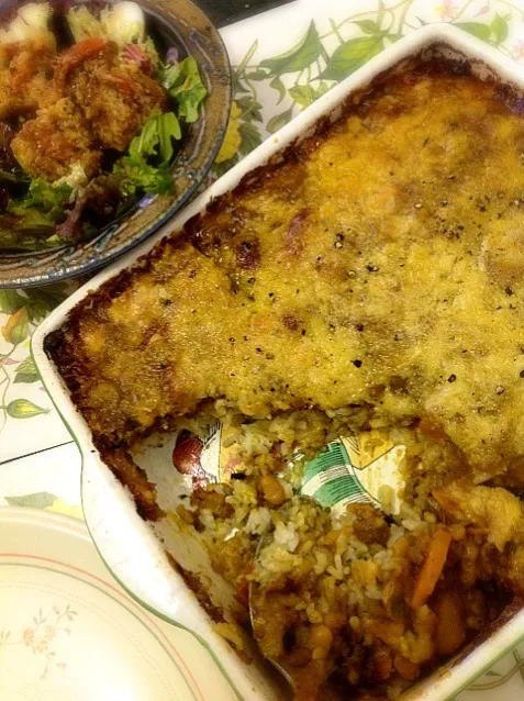 #Lunch  Curry & Rice Doria  Baked tomato salad  カレードリヤ  焼きトマトサラダ|ずきみくさん