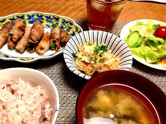 Snapdishの料理写真:インゲンとにんじんの豚肉巻き、大根と豆腐の炒り煮 など|Sakikoさん