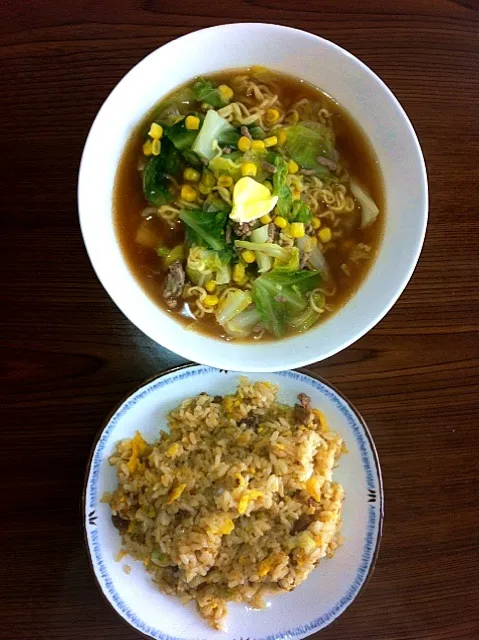 袋味噌バターコーンラーメン＆冷凍チャーハン|蒲森さん