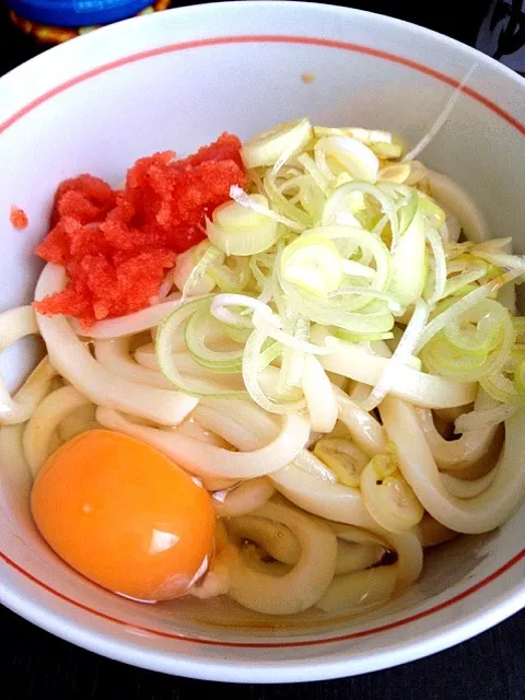 明太かき卵うどん|あかねさん