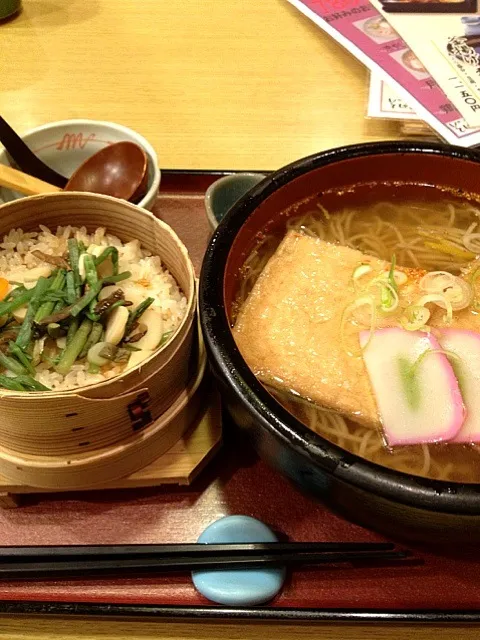 きつね蕎麦と山菜御飯|たのさん