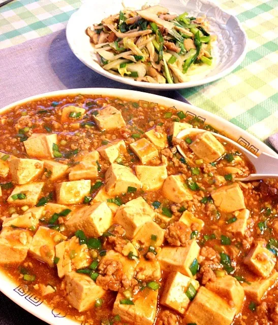 甘辛♪麻婆豆腐とあわび茸と春野菜の中華炒め|桃実さん