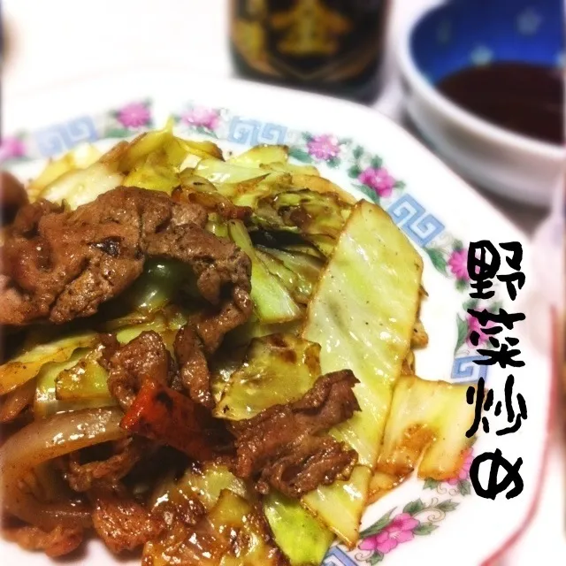 130413-野菜炒め(エバラ焼肉のたれで)、ご飯 ¥250 #夕食 #自炊|dune725さん