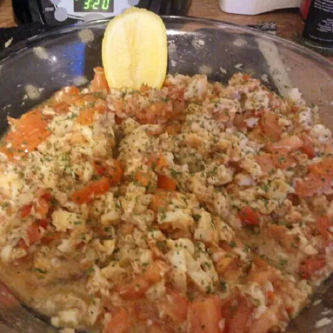 fish taco filling ...cilantro..lemon juice..tomatoes..seasonings|Jennifer Ciminoさん