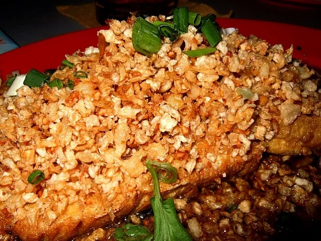 Deep-fried Tofu with Garlic, Minced Meat & Dried Shrimps|Yvonne Limさん