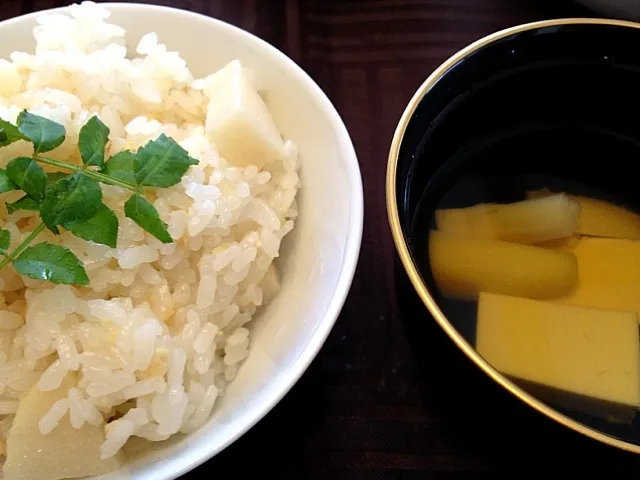 タケノコご飯とお吸い物|らぺぽんさん