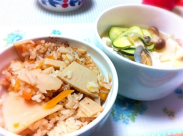 今日の夜ご飯！ 筍ご飯とテンジャンチゲ|みきさん