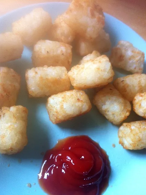 Tater tots with ketchup..😋😋|hannahさん