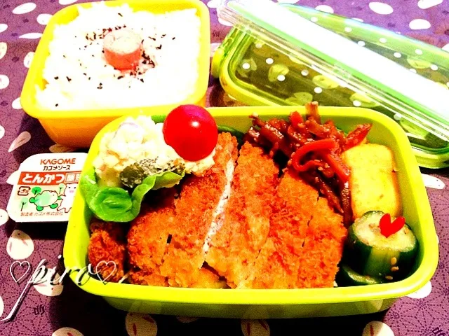 4/15 男子高校生弁当 とんかつ弁当|ピロさん