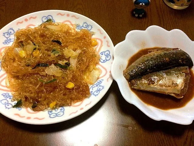 はるさめの豆板醤炒め/鯖の味噌煮|まからいとさん