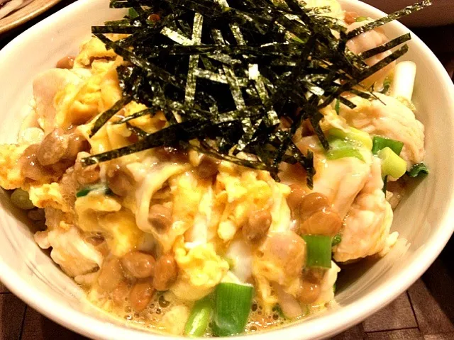 半熟卵の納豆入り親子丼|gintanさん