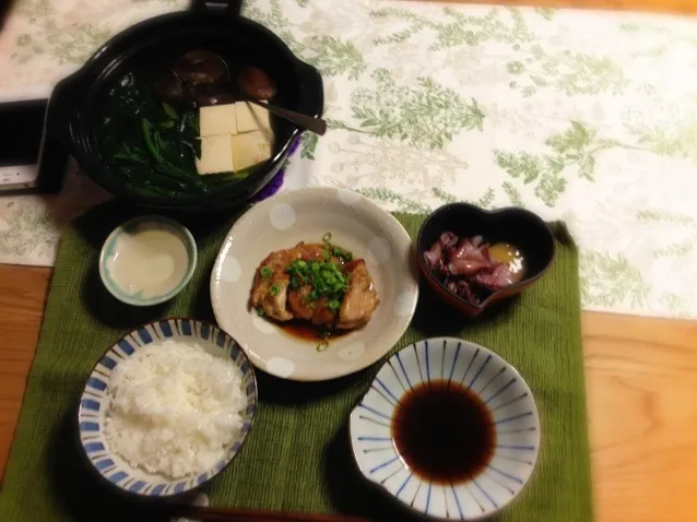 鶏の照り焼き  湯豆腐  ホタルイカ|ともみさん