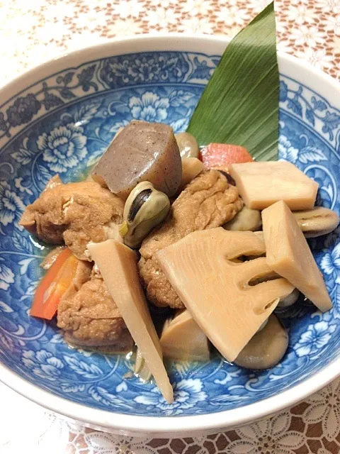 竹の子と厚揚げ、そら豆の煮物〜|カフェアジアンさん