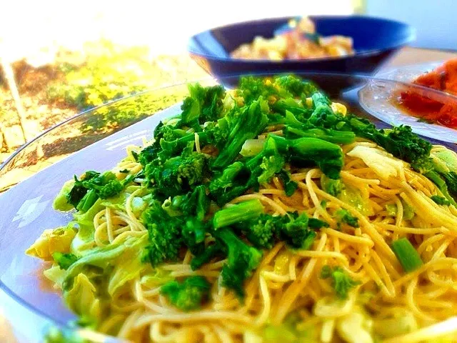 菜の花のバーニャカウダソースパスタ|ぴいさん