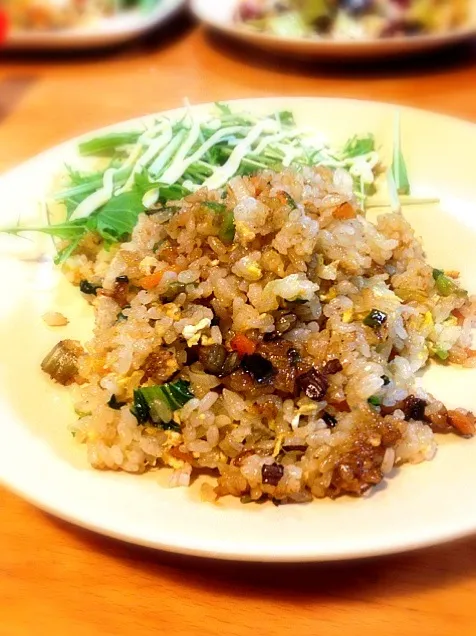 角煮リメイクっw角煮タレの野菜チャーハン|トッシ~さん