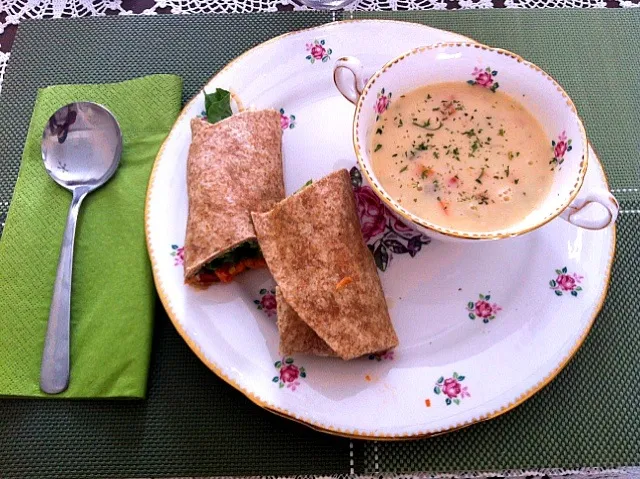 Vegetarian soup & wrap ♡|まりーさん