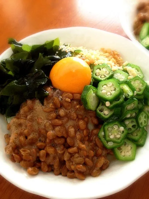 Snapdishの料理写真:冷やしぶっかけネバネバうどん|NYKさん