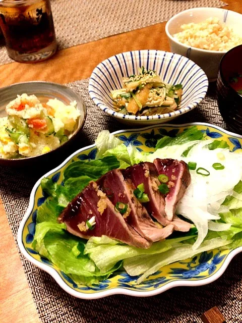 Snapdishの料理写真:新タマネギとカツオの叩き|Sakikoさん