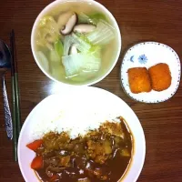 Snapdishの料理写真:カレーライス＆白湯スープ|蒲森さん