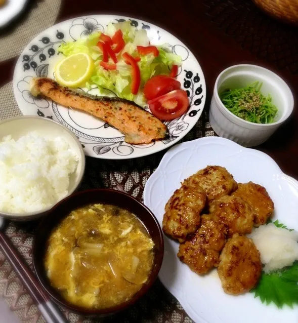 鶏つくね、シャケの香草焼き|Maikoさん