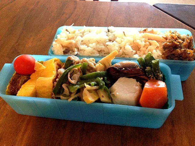 Snapdishの料理写真:あじまぜご飯弁当|kuniharu saitoさん