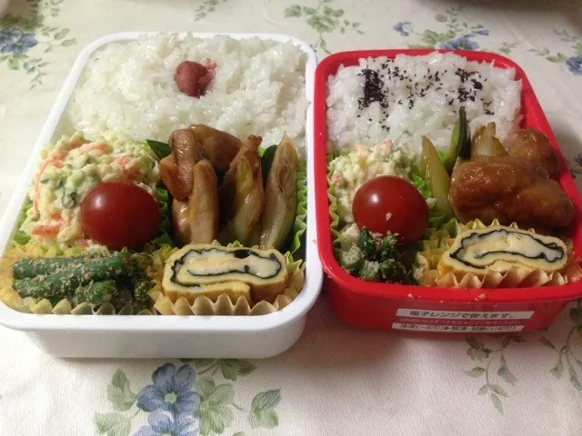 Snapdishの料理写真:夫と娘のお弁当4月18日|ももよーさん