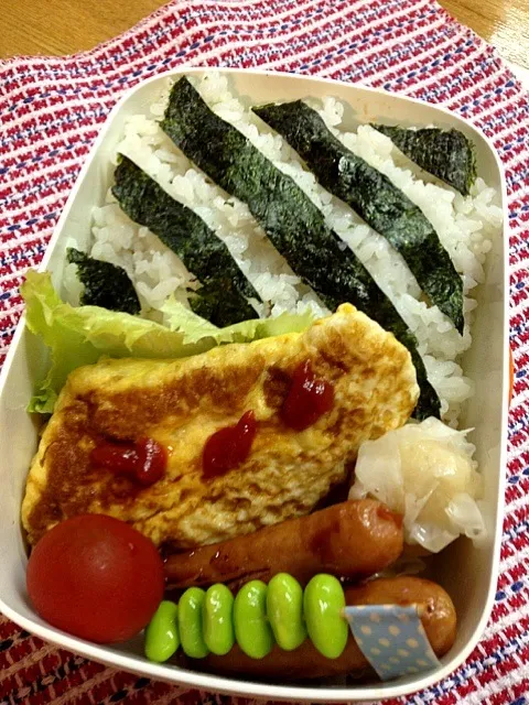 オムレツしましま弁当|けいこさん