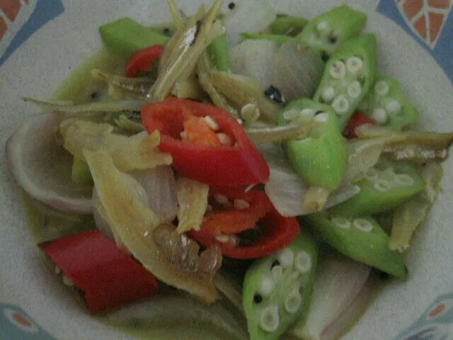 Stir fried Okra with Dried Anchovies and Chilis|Mrs BNazさん